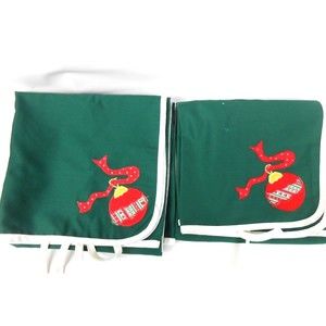 Vintage M Square Christmas Embroidered Tablecloths Ornament Ball 38x38 and 42x42